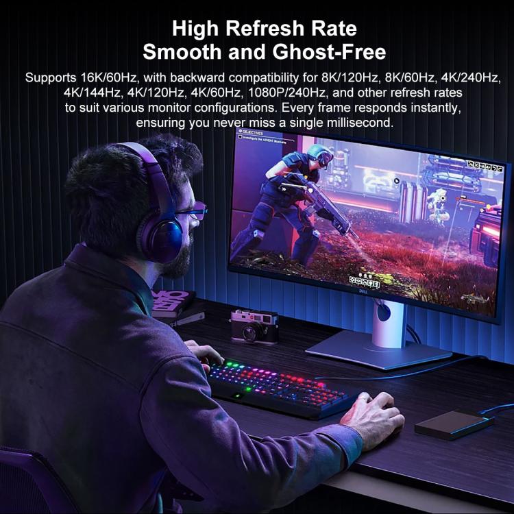 WG226 16K Ultra HD Type-C to DP 2.1 Display Cable Thunderbolt Adapter Cable No Logo, Length:1.5m(Black) - Image 9