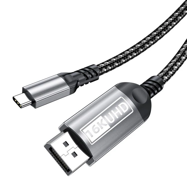 WG228 16K Ultra HD Type-C to DP 2.1 Display Cable Monitor Adapter Cable, Length:2m(Grey) - Image 3