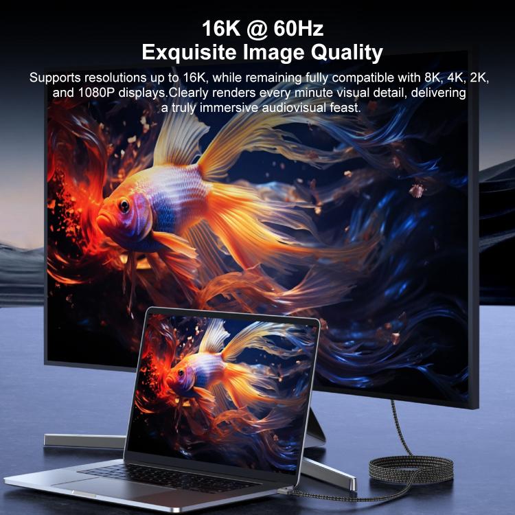 WG228 16K Ultra HD Type-C to DP 2.1 Display Cable Monitor Adapter Cable, Length:2m(Grey) - Image 8