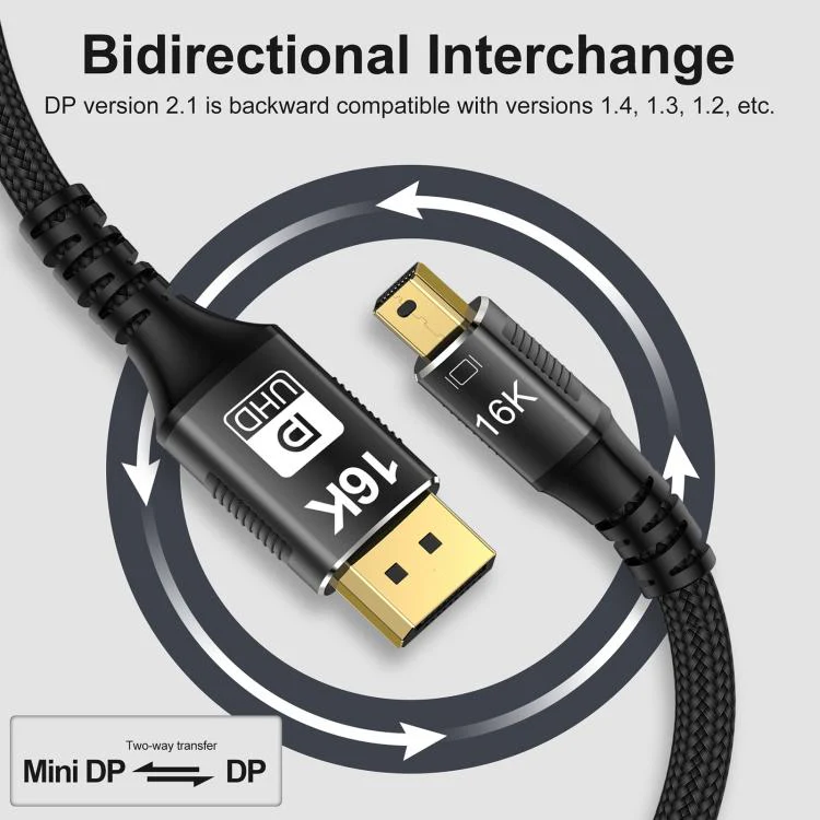 WG233 Mini DP to DP1.4 16K HD Video Adapter Cable, Length:1m(Black) - Image 3
