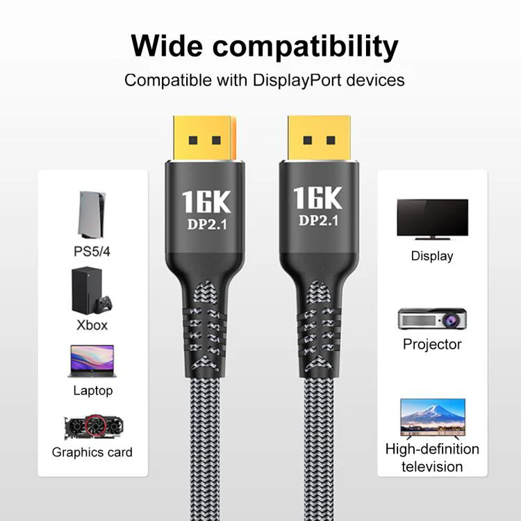 WG235 DP2.1 to DP2.1 16K 30Hz HD Video Adapter Cable, Length:1m(Black) - Image 7