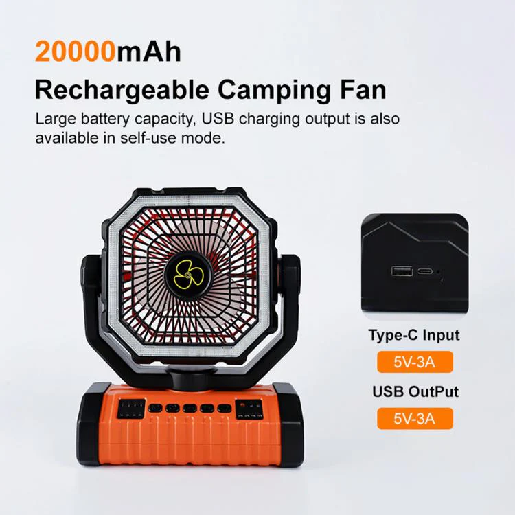 WG353 Outdoor Camping Hook Tent Desktop Fan 20000mAh Battery(Green) - Image 5