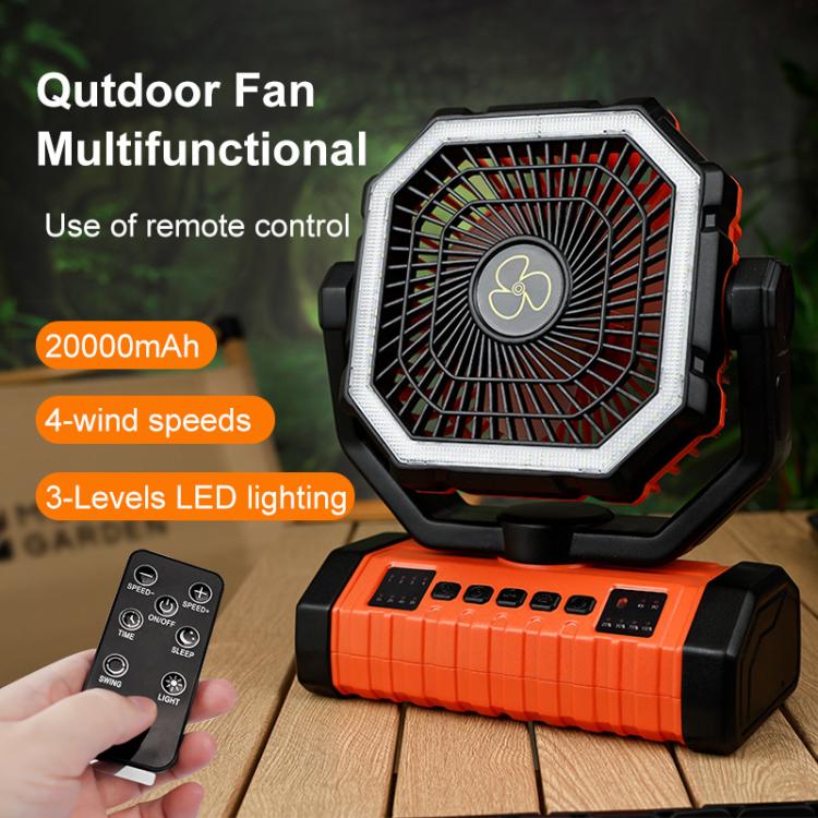 WG353 Outdoor Camping Hook Tent Desktop Fan 20000mAh Battery(Orange) - Image 8