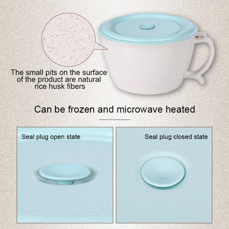 Wheat Fiber Instant Noodle Bowl Creative and Convenient Sealed Lunch Box with Mobile Phone Holder(Green) - Image 3