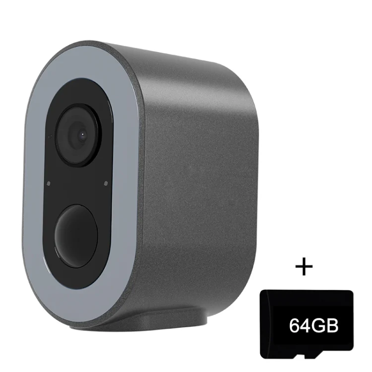 WiFi Tuya Smart Version HD Low Power Consumption Battery Camera, EU Plug, Memory Card:64GB(Grey)
