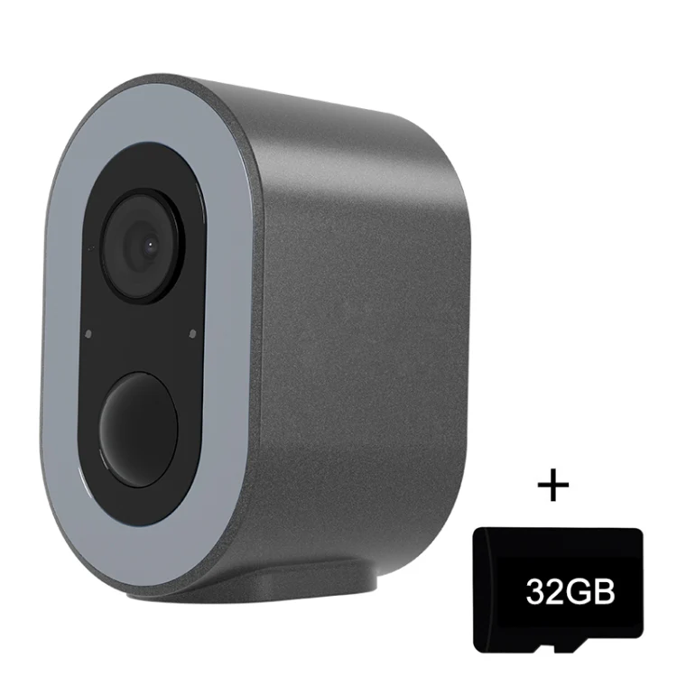WiFi Tuya Smart Version HD Low Power Consumption Battery Camera, US Plug, Memory Card:32GB(Grey)