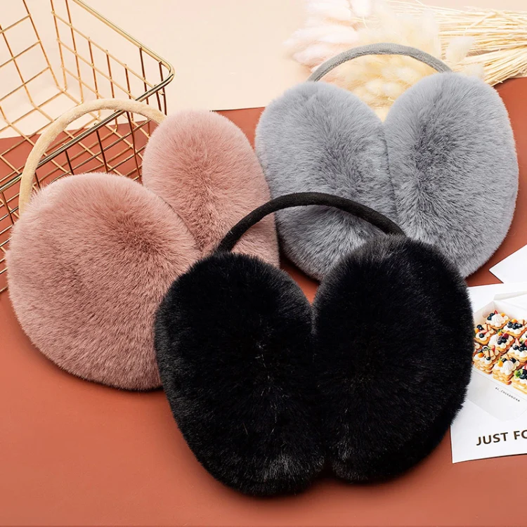 Winter Women Cute Earmuffs Soft Fluffy Warm Earmuffs Adult Children Students Ear Warmer, Size: 14cm Small(Gray) - Image 3
