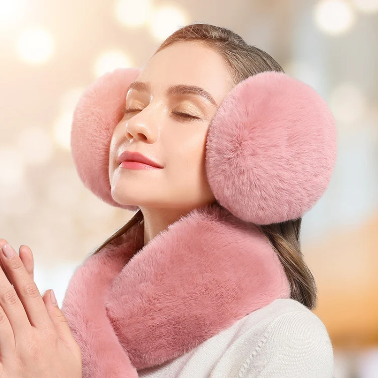 Winter Women Cute Earmuffs Soft Fluffy Warm Earmuffs Adult Children Students Ear Warmer, Size: 14cm Small(Pink) - Image 8