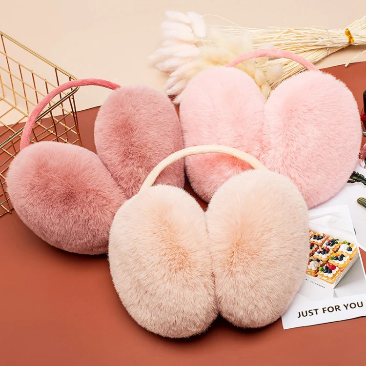 Winter Women Cute Earmuffs Soft Fluffy Warm Earmuffs Adult Children Students Ear Warmer, Size: 16cm Medium(Black) - Image 4