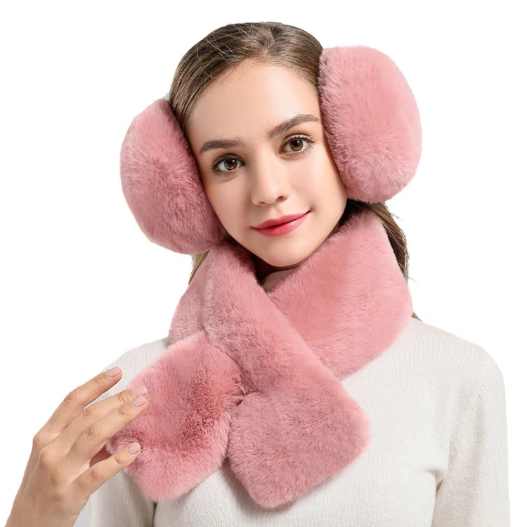 Winter Women Cute Earmuffs Soft Fluffy Warm Earmuffs Adult Children Students Ear Warmer, Size: 18cm Large(Black) - Image 2