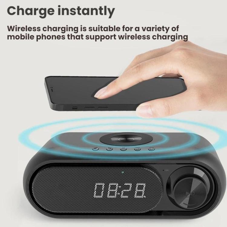 Wireless Charging Bluetooth Speaker Desktop LED Clock(Metallic Gray 15W) - Image 5