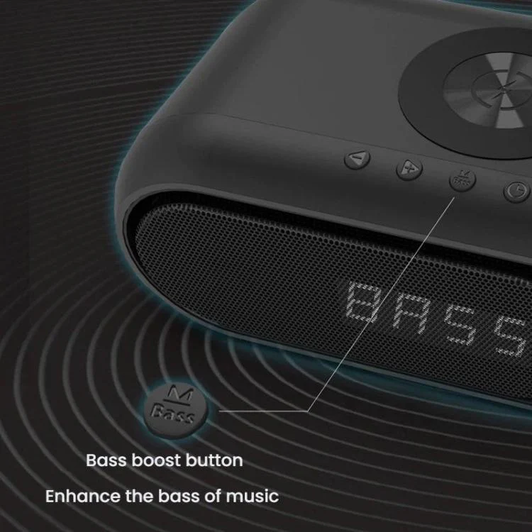 Wireless Charging Bluetooth Speaker Desktop LED Clock(Metallic Gray 15W) - Image 7