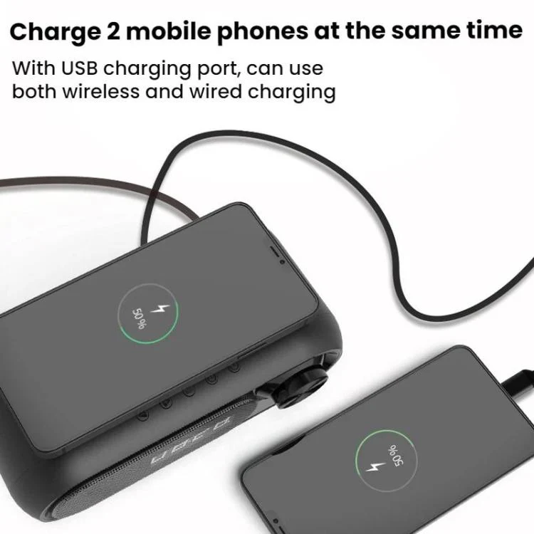 Wireless Charging Bluetooth Speaker Desktop LED Clock(White 15W) - Image 4