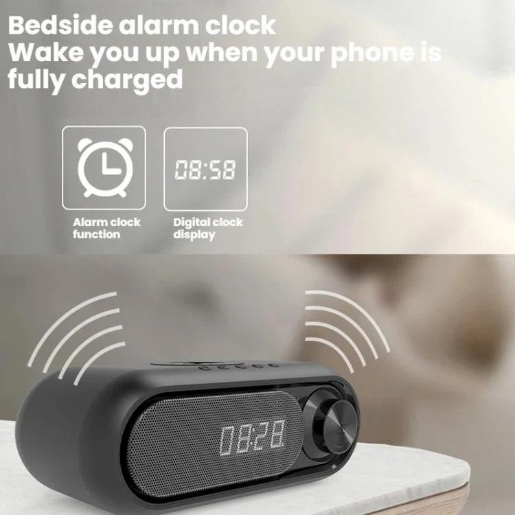Wireless Charging Bluetooth Speaker Desktop LED Clock(White 15W) - Image 6