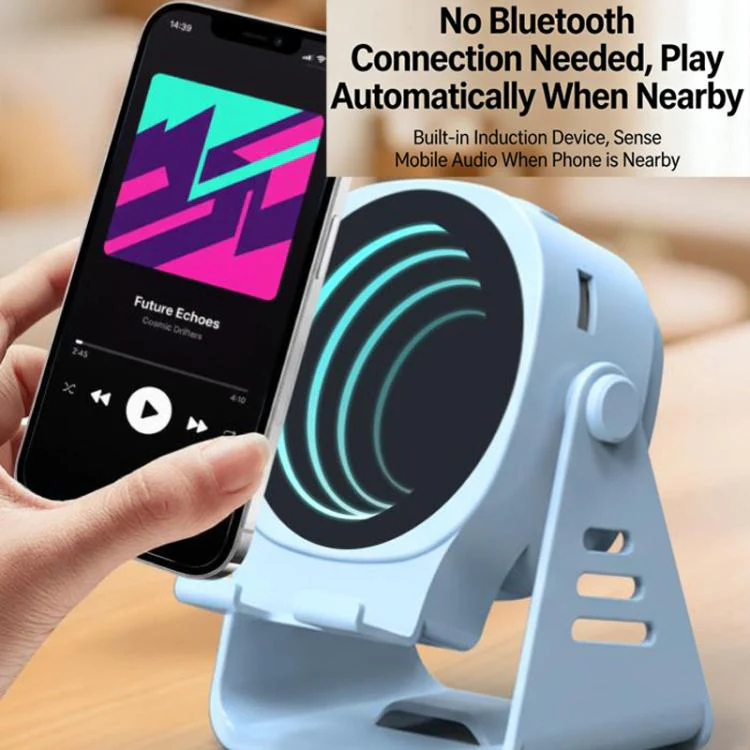 Wireless Induction Speaker With Phone Stand Multifunctional Desktop Bluetooth Speaker Night Light(Black) - Image 7