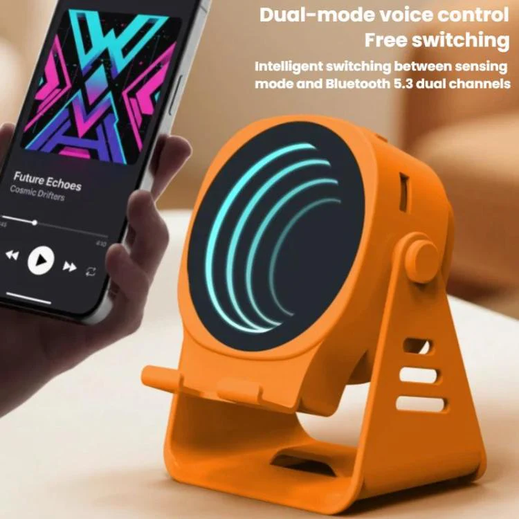 Wireless Induction Speaker With Phone Stand Multifunctional Desktop Bluetooth Speaker Night Light(Blue) - Image 8