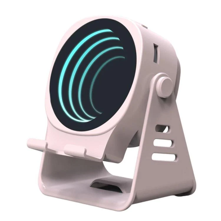 Wireless Induction Speaker With Phone Stand Multifunctional Desktop Bluetooth Speaker Night Light(Pink)