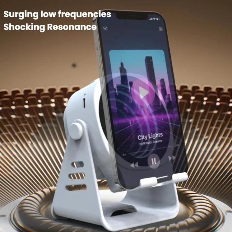 Wireless Induction Speaker With Phone Stand Multifunctional Desktop Bluetooth Speaker Night Light(Pink) - Image 6