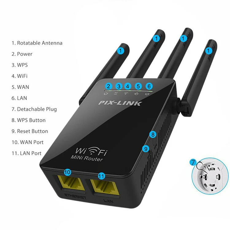 Wireless Smart WiFi Router Repeater with 4 WiFi Antennas, Plug Specification:US Plug(White) - Image 6
