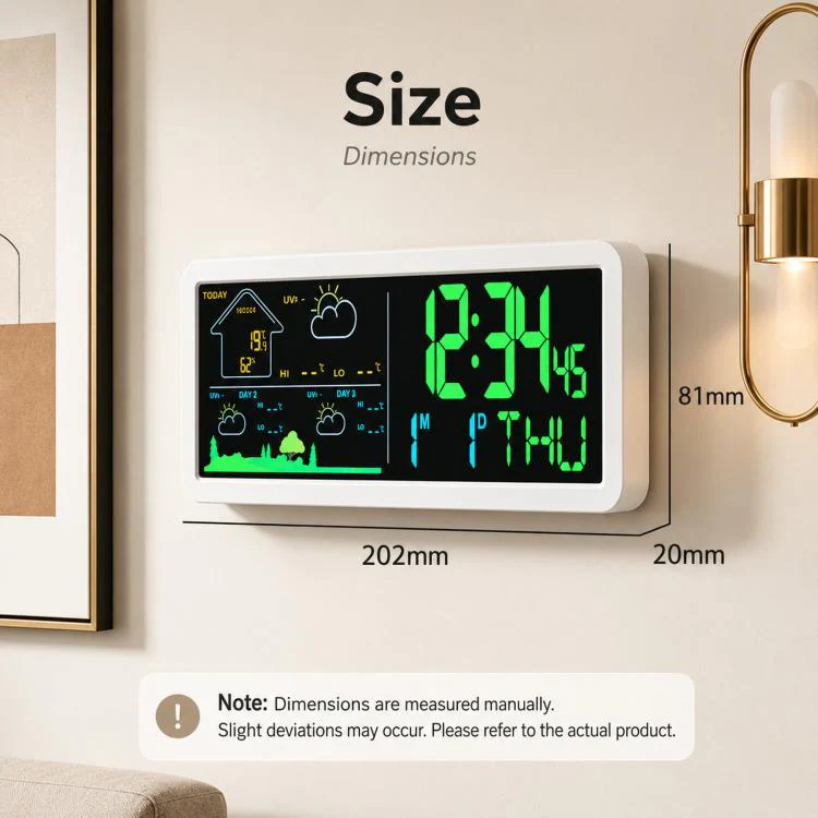 Wireless Weather Station Clock with Outdoor Sensor Digital Wall Clock Barometric Local Weather Forecast Bedside Alarm Clock(YD202 White) - Image 11