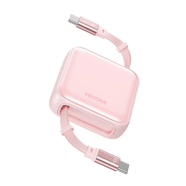WK WDC-C22 240W Type-C to Type-C Ultra-Compact Retractable Fast Charging Data Cable, Length:1m(Pink)
