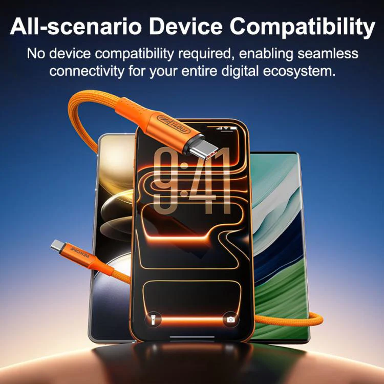 WK WDC-C23 Ladon Type-C to Type-C 140W All-Protocol Super Fast Charging Cable, Length:1.2m(Orange) - Image 7