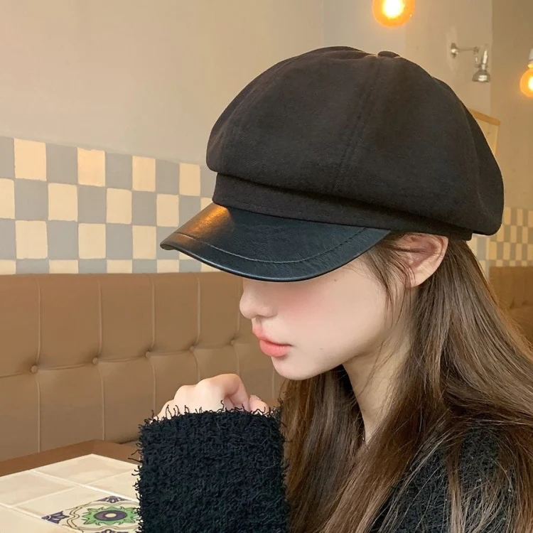 Women Beret Autumn Literary Retro Newsboy Hat Octagonal Girl Cap, Size: Free Size(Beige) - Image 7