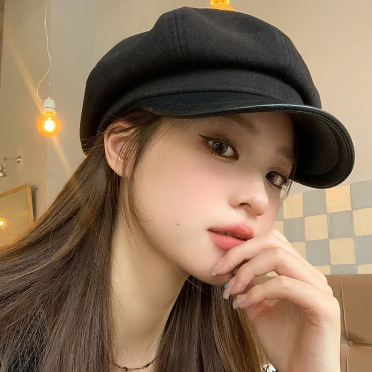 Women Beret Autumn Literary Retro Newsboy Hat Octagonal Girl Cap, Size: Free Size(Coffee) - Image 5