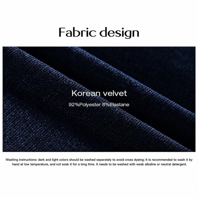 Women Elegant Slim-Fit One Shoulder Velvet Dress, Size:S(Navy Blue) - Image 5