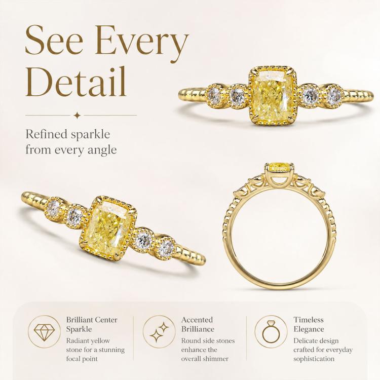 Women Geometric Square Inlaid Cubic Zirconia Ring, Size:No.7 - Image 9