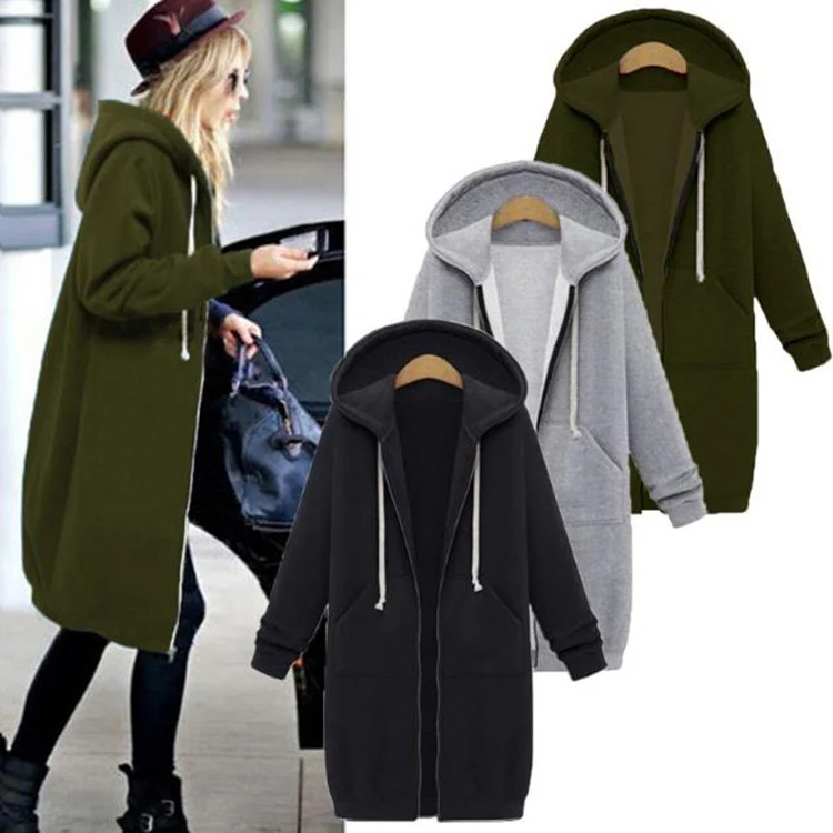 Women Hooded Long Sleeved Sweater In The Long Coat, Size: XXXXXL(Orange) - Image 4