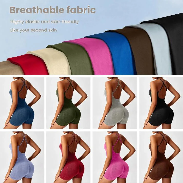 Women Matte Washed High-Intensity Workout Yoga Bodysuit Open Back Strappy Sports Jumpsuit, Size: S(Deep Brown) - Image 5