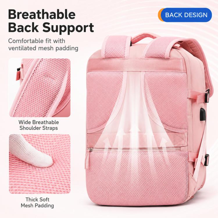 Women Men Travel Backpack Carry-On with Laptop Compartment & USB Port, Shoe Storage, Wet/Dry Separation, Waterproof Large Capacity Daypack(2210 Black) - Image 10