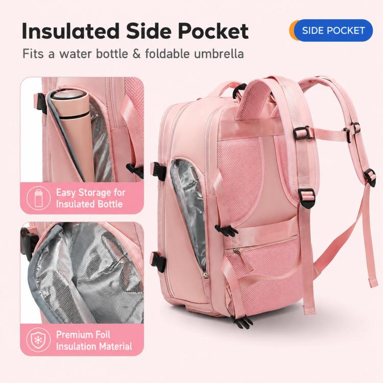 Women Men Travel Backpack Carry-On with Laptop Compartment & USB Port, Shoe Storage, Wet/Dry Separation, Waterproof Large Capacity Daypack(2210 Light Purple) - Image 7