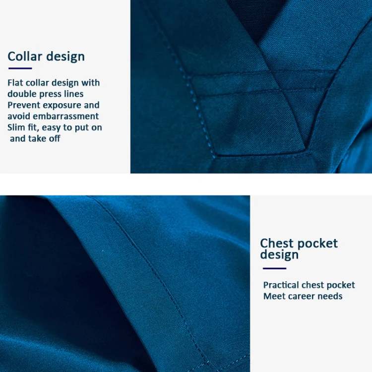 Women Scrub Pet Dental Work Clothes Long-sleeved Top + Pants Set, Size: M(Peacock Blue) - Image 5