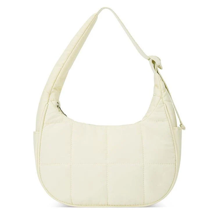 Women Single-shoulder Down Bag With Adjustable Shoulder Strap Handbag(Beige)
