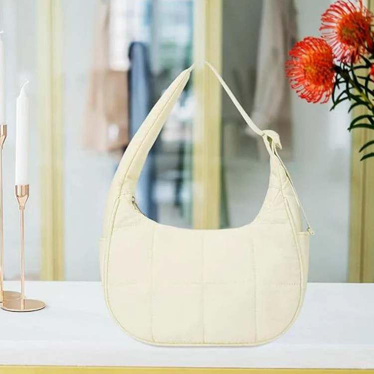 Women Single-shoulder Down Bag With Adjustable Shoulder Strap Handbag(Black) - Image 6