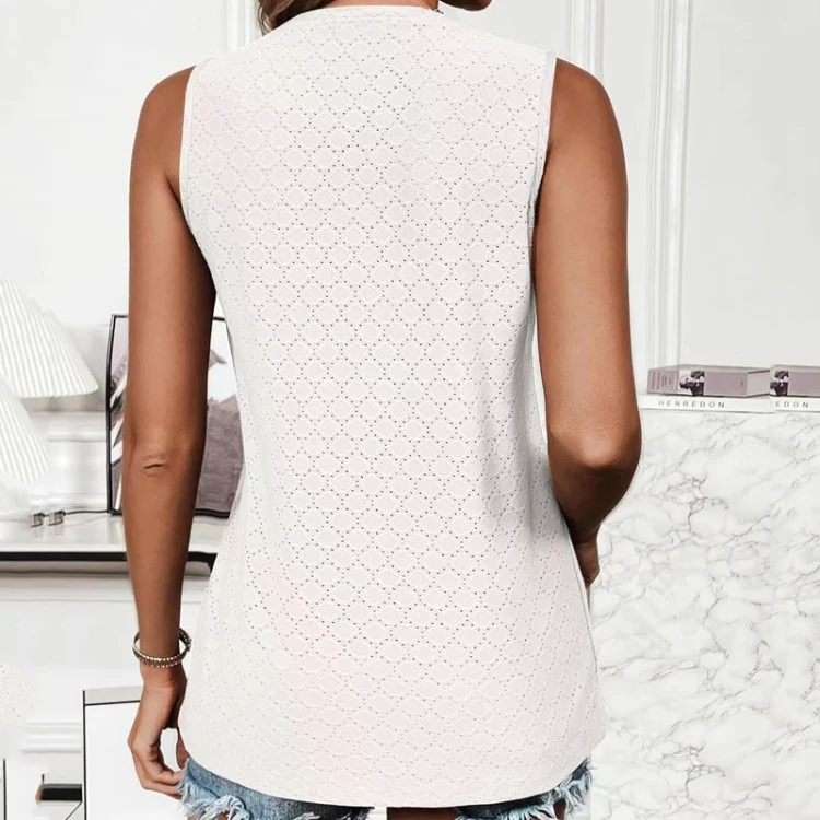 Women Spring Summer Round Neck Printed Vest T-Shirt Top, Size: L(White) - Image 3