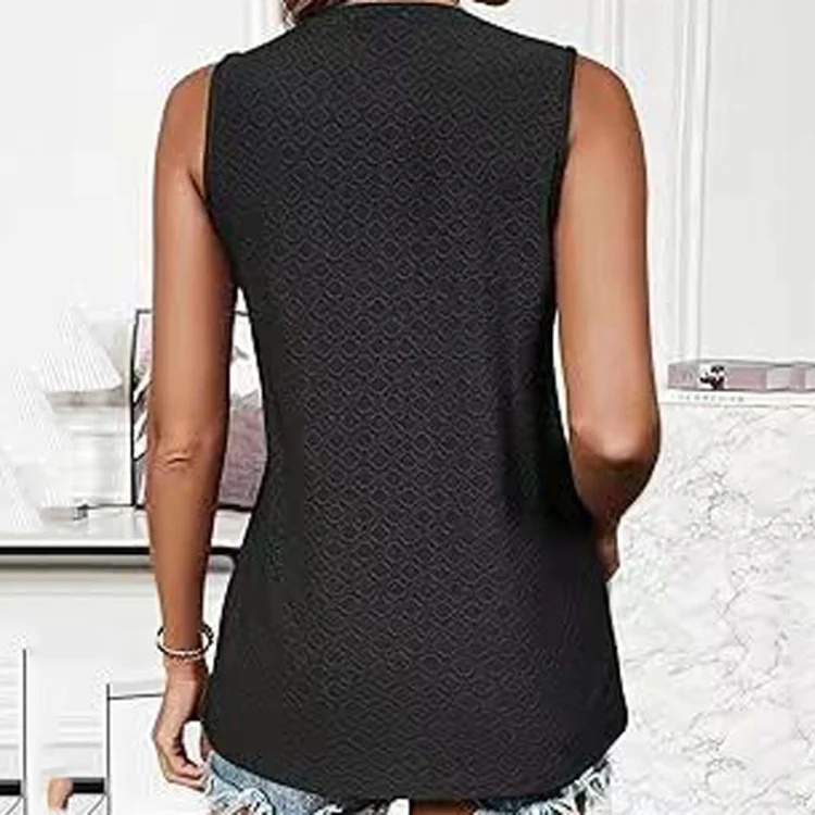 Women Spring Summer Round Neck Printed Vest T-Shirt Top, Size: XXL(Black) - Image 3
