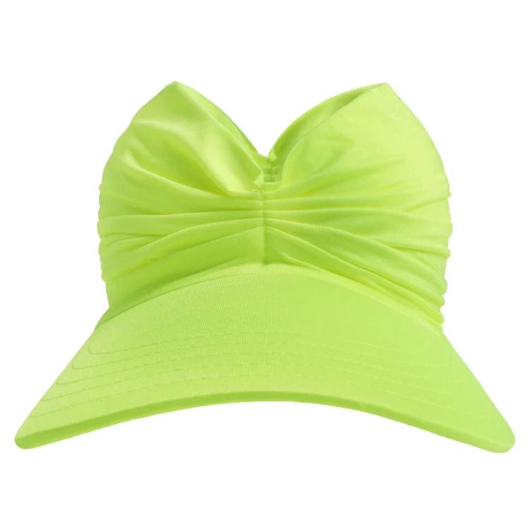 Women Visor Sun Protection Cap Elastic Hollow Large Brim Hat(Leather Pink) - Image 3