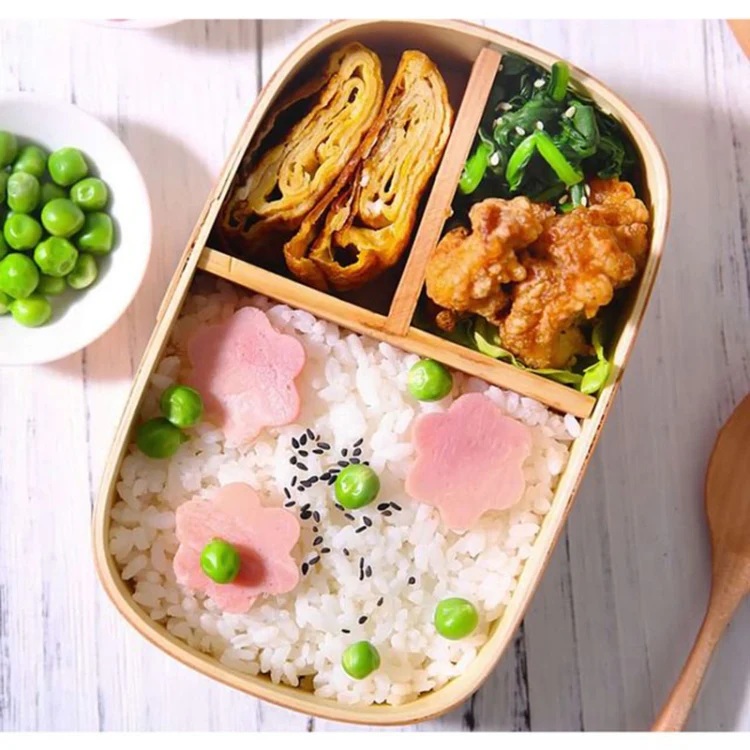 Wood Environmental Protection Tableware Portable Lunch Box Bento Box, Style:Double Layer(Wood Color) - Image 4
