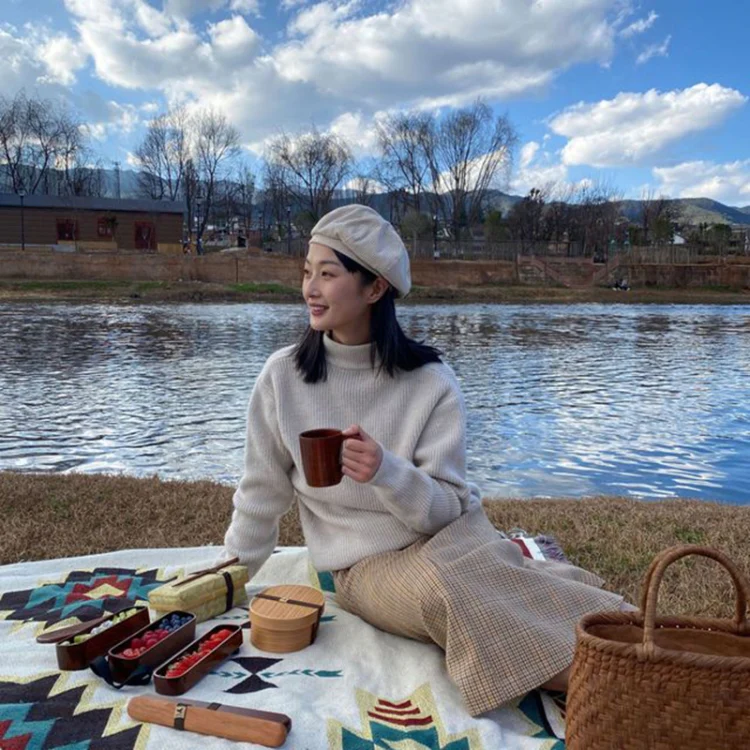 Wood Environmental Protection Tableware Portable Lunch Box Bento Box, Style:Single Layer(Paint Color) - Image 6