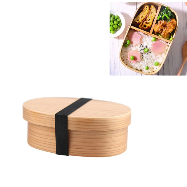 Wood Environmental Protection Tableware Portable Lunch Box Bento Box, Style:Single Layer(Wood Color)