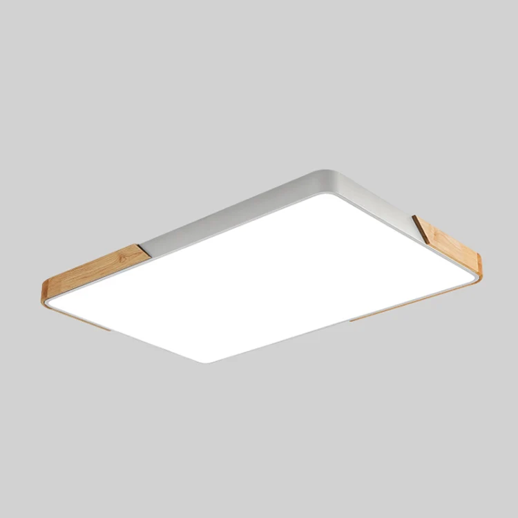 Wood Macaron LED Rectangle Ceiling Lamp, 3-Colors Light, Size:88x62cm(White) - Image 2
