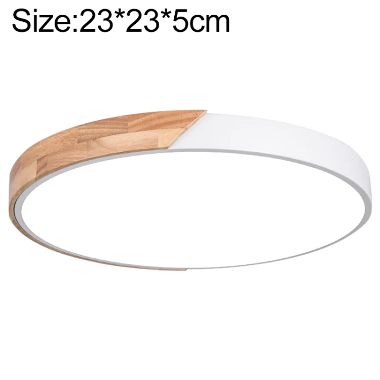 Wood Macaron LED Round Ceiling Lamp, 3-Colors Light, Size:23cm(White)