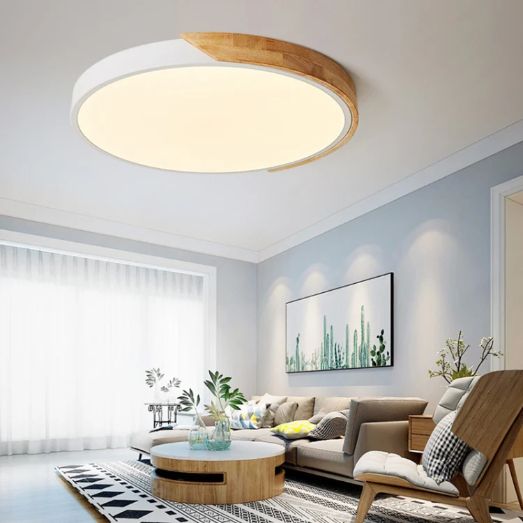 Wood Macaron LED Round Ceiling Lamp, Stepless Dimming, Size:40cm(Blue) - Image 7