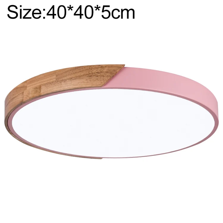Wood Macaron LED Round Ceiling Lamp, Stepless Dimming, Size:40cm(Pink)