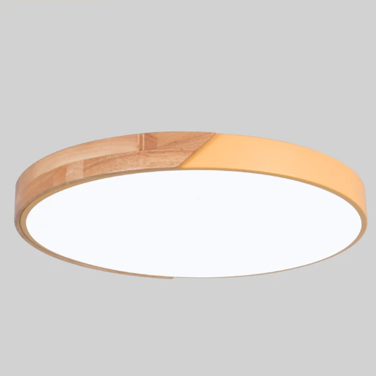 Wood Macaron LED Round Ceiling Lamp, Stepless Dimming, Size:40cm(Yellow) - Image 2