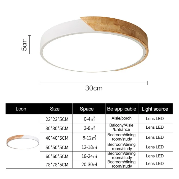 Wood Macaron LED Round Ceiling Lamp, Stepless Dimming, Size:60cm(Grey) - Image 3