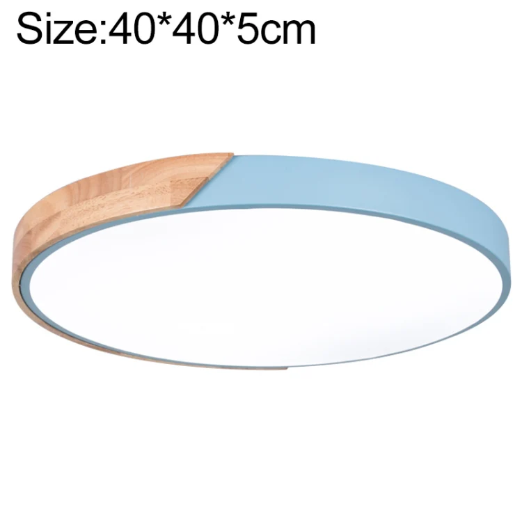 Wood Macaron LED Round Ceiling Lamp, White Light, Size:40cm(Blue)